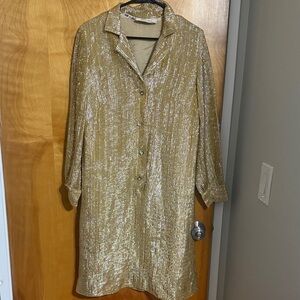 Gold Vintage Button-Up Dress